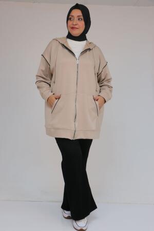 43072 Büyük Beden Waterport Biyeli Oysho Ceket - Bej - 