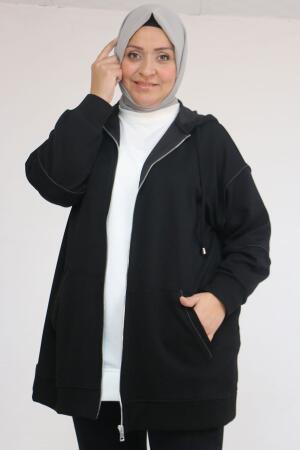 43072 Büyük Beden Waterport Biyeli Oysho Ceket - Siyah - 