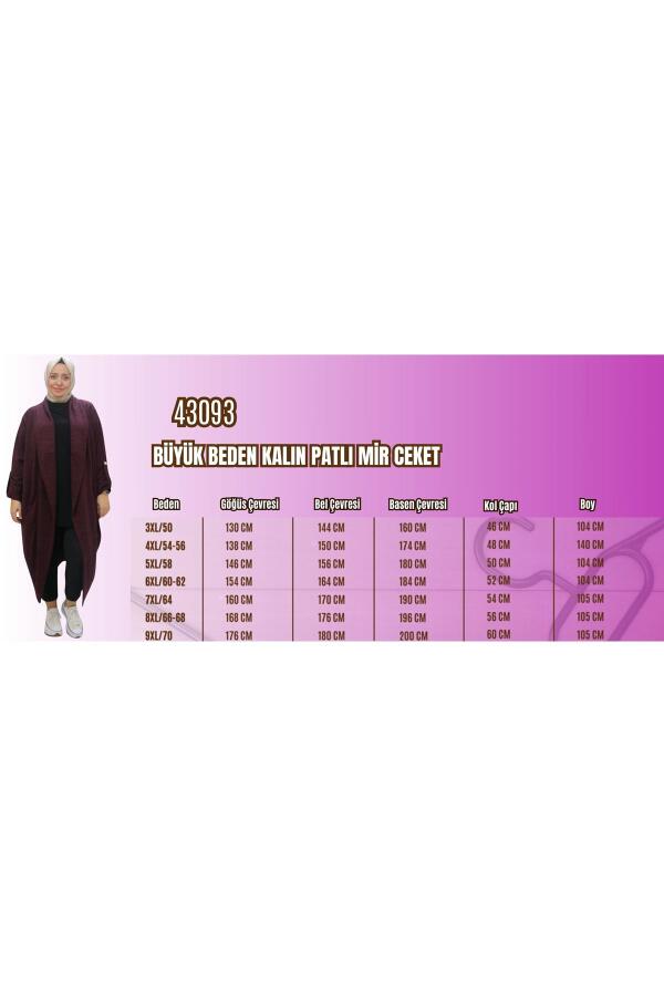 43093 Büyük Beden Kalın Patlı Mir Ceket - Lacivert - 2