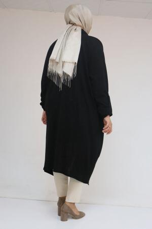 43093 Büyük Beden Kalın Patlı Mir Ceket - Siyah - 3