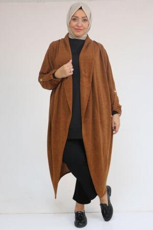 43093 Büyük Beden Kalın Patlı Mir Ceket - Taba - 