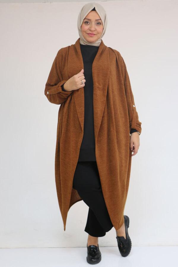 43093 Büyük Beden Kalın Patlı Mir Ceket - Taba - 1