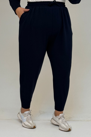 47068 Büyük Beden Çıtçıt Detaylı Modal Tunik - Lacivert - 3