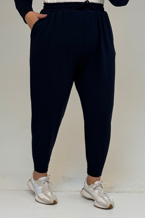 47068 Büyük Beden Çıtçıt Detaylı Modal Tunik - Lacivert - 3