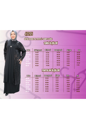 47205 Büyük Beden Pul Payetli -Sandy Elbise - Lacivert - 2