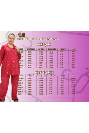 47811 Büyük Beden Önden Düğmeli Micro Süet Pijama Takım - Yıldızlı Siyah - 3