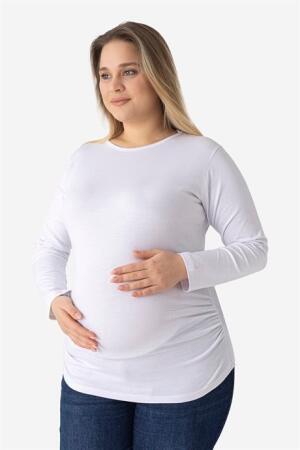 4'lü Paket Renkli Uzun Kollu Hamile Tişört Pamuklu Likralı Yumuşak ve Esnek Kumaş - 3