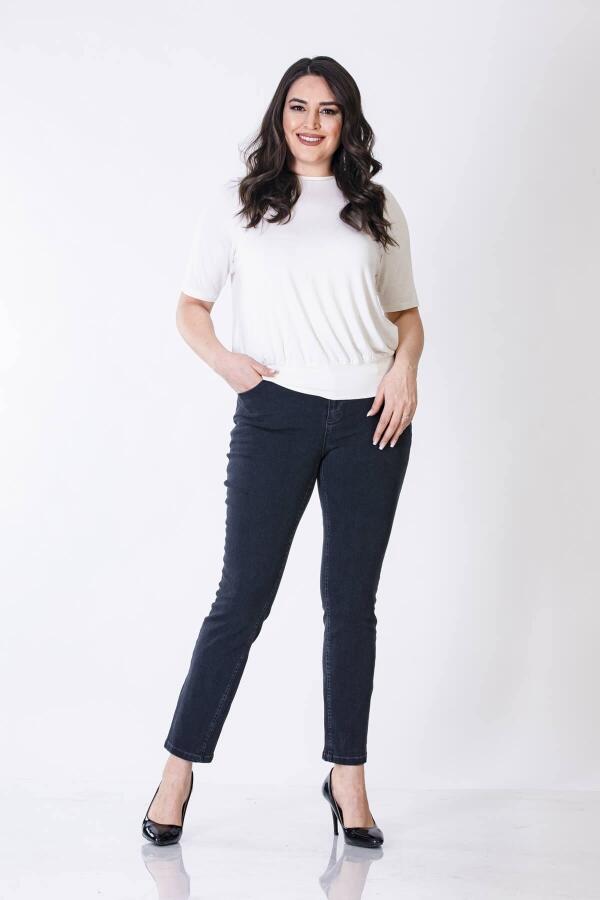 5 Cep Denim Pantolon Gri - 1