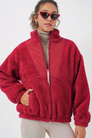 5194 Peluş Mont Ceket - A.Bordo - 1