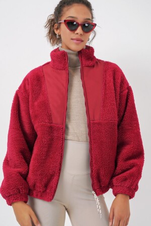 5194 Peluş Mont Ceket - A.Bordo - 2