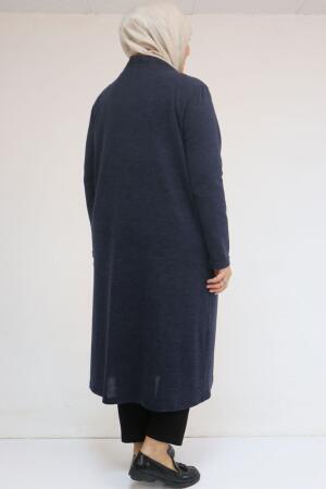 53035 Büyük Beden Cep Detaylı Mir Ceket - Lacivert - 3