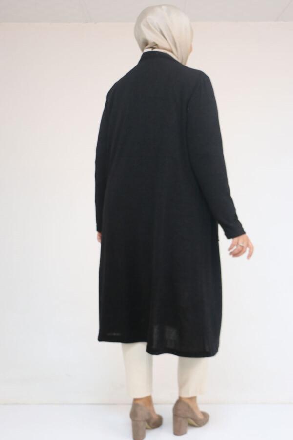 53035 Büyük Beden Cep Detaylı Mir Ceket - Siyah - 3