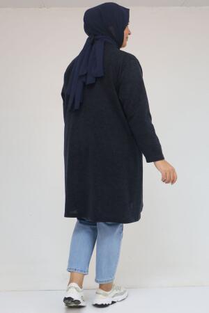53036 Büyük Beden Omzu Taş Detaylı Mir Ceket - Lacivert - 3