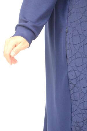 53045 Büyük Beden Kolları Lastikli Modal-Kapitone Kap - Lacivert - (1)