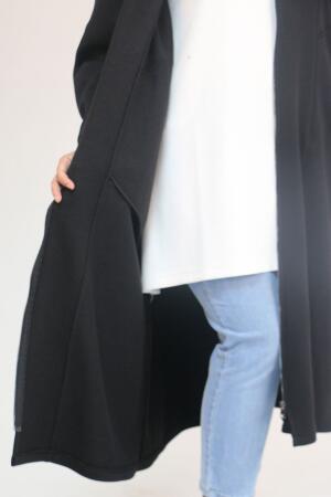 53059 Büyük Beden Kolları Ribanalı Üç İplik Kap - Siyah - (1)