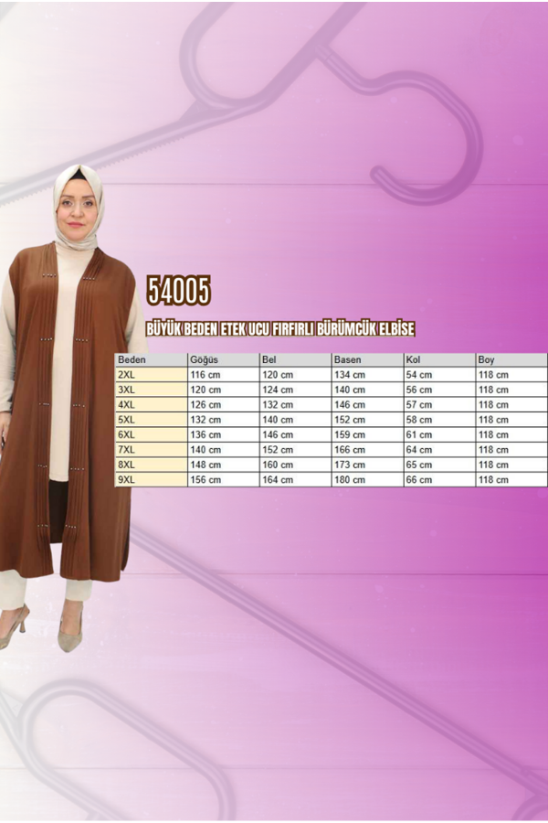 54005 Büyük Beden Patı Pileli Giy Çık Yelek - Bordo - 2