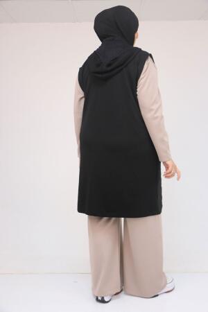 54010 Büyük Beden Kapitone - Modal Yelek - Siyah - 3