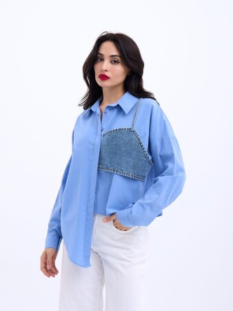 5419 GÖMLEK-KOYU MAVİ - ANGELINO BuyukBedeniz