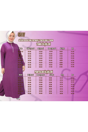 57007 Büyük Beden Yanı Yırtmaçlı Pantolonlu Takım - Vizon - 2