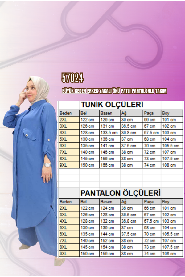 57024 Büyük Beden Erkek Yakalı Önü Patlı Pantolonlu Takım - Siyah - 2