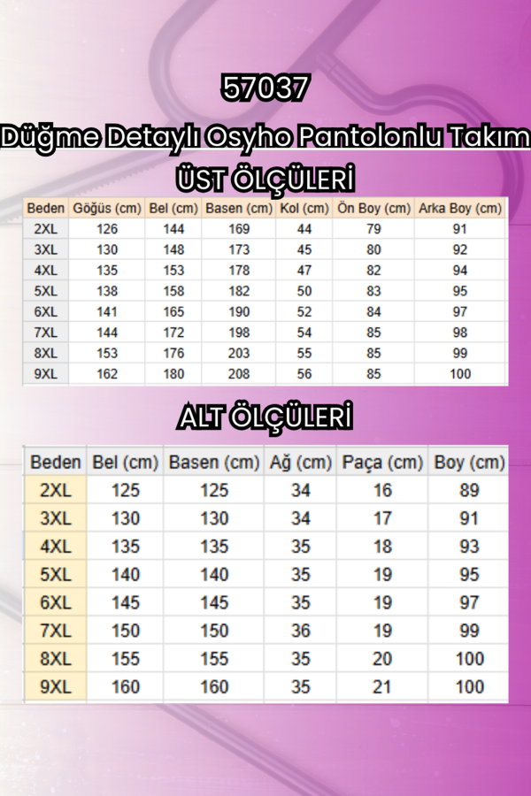 57037 Büyük Beden Düğme Detaylı Osyho Pantolonlu Takım - İndigo - 2