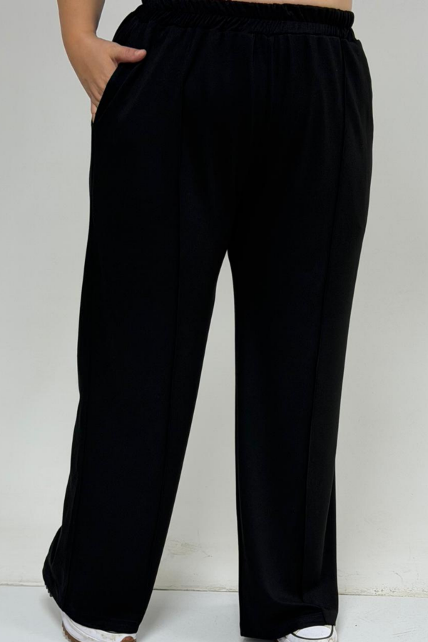 57304 Büyük Beden Ceketli Modal-Kapitone Üçlü Takım - Siyah-Siyah - 3