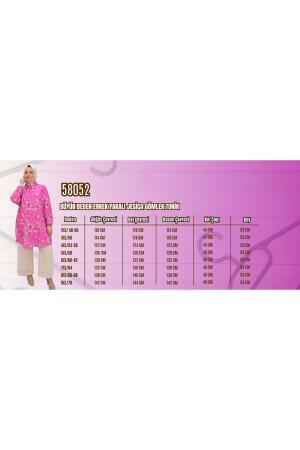 58052 Büyük Beden Erkek Yakalı Jesica Gömlek Tunik - Çiçek Desen Kiremit - (1)