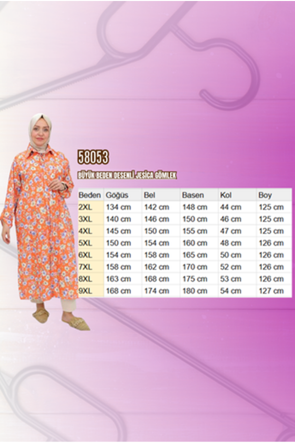 58053 Büyük Beden Desenli Jesica Gömlek - Zebra Desen Fuşya - 2