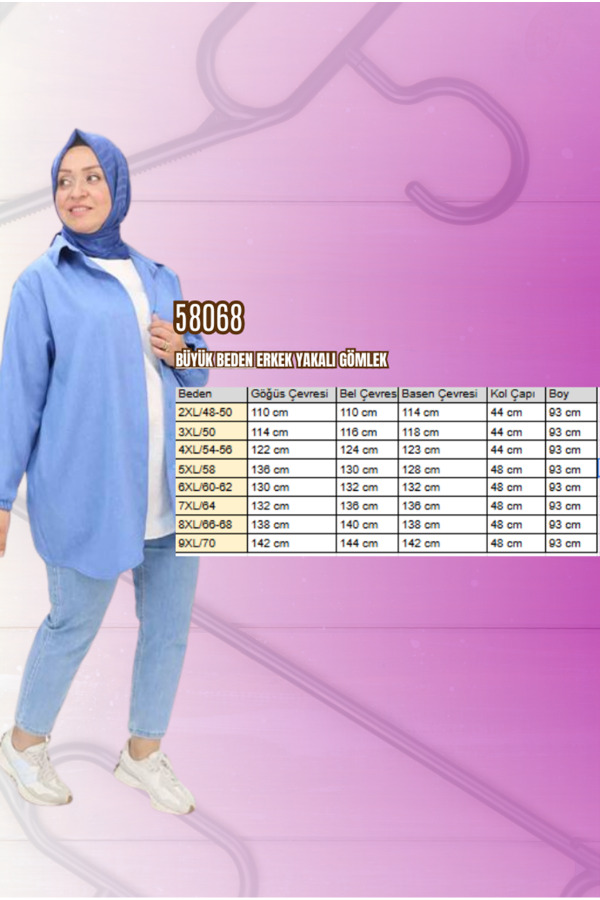 58068 Büyük Beden Erkek Yakalı Gömlek - Çizgili Siyah - 2