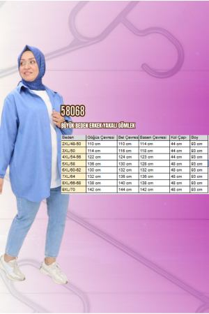 58068 Büyük Beden Erkek Yakalı Gömlek - İndigo - 2
