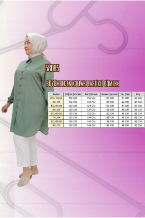 58085-3 Büyük Beden Kolları Lastikli Jesica Gömlek - İndigo - 2