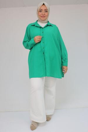 58096 Büyük Beden Erkek Yaka Düğmeli Tunik - Benetton - 1