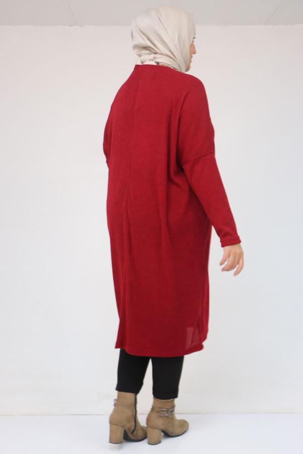 58101 Büyük Beden Düşükkol Mir Tunik - Bordo - 3