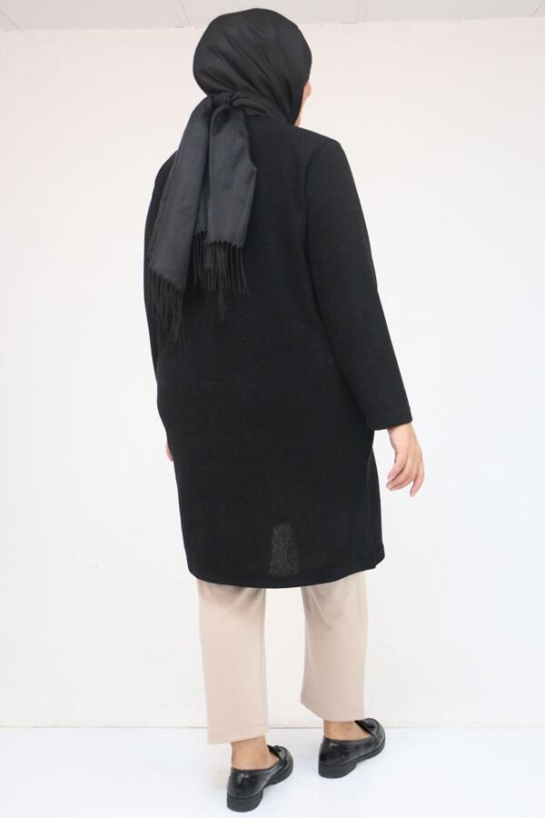 58103 Büyük Beden Biye Detaylı Mir Tunik - Siyah - 3