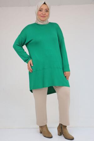 58105 Büyük Beden Arkası Çarpraz Detaylı Çilek Tunik - Beneton - 