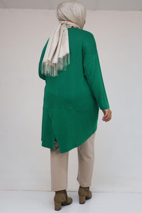 58105 Büyük Beden Arkası Çarpraz Detaylı Çilek Tunik - Beneton - 3