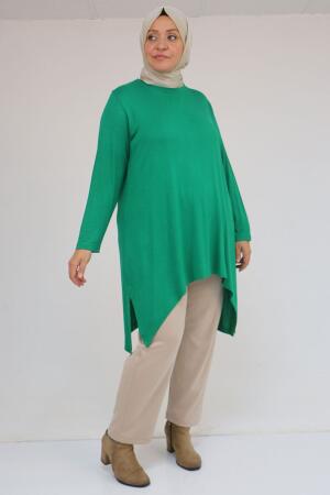 58106 Büyük Beden Eteği Asimetrik Kesim Çilek Tunik - Beneton - 