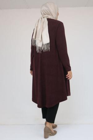 58108 Büyük Beden Mevlana Kesim Mir Tunik - Mürdüm - 3