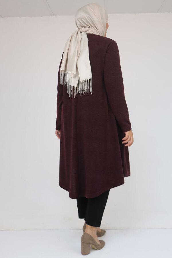 58108 Büyük Beden Mevlana Kesim Mir Tunik - Mürdüm - 3