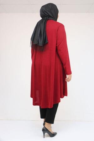 58117 Büyük Beden Taş Detaylı Mevlana Mir Tunik - Bordo - 2