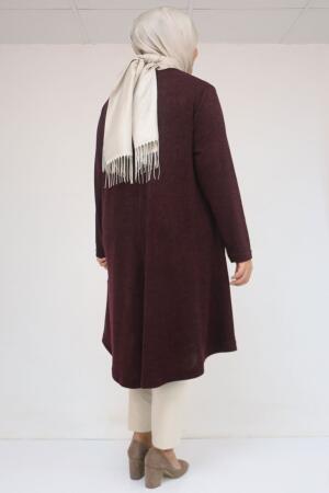 58118 Büyük Beden Çiçek Detaylı Mir Mevlana Tunik - Mürdüm - 3