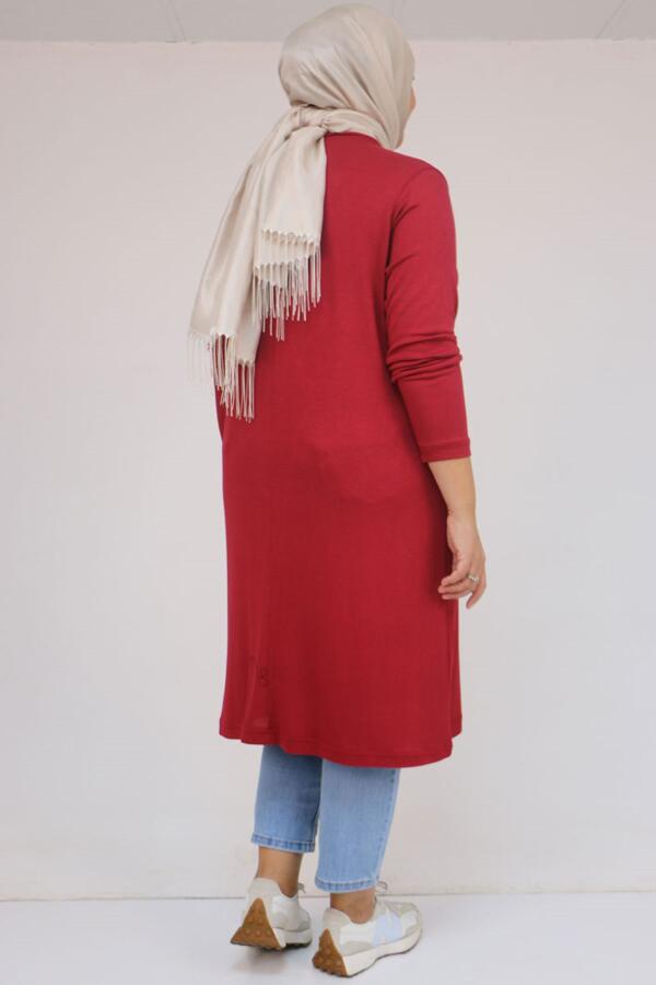 58122 Büyük Beden Basic Çilek Tunik - Bordo - 3