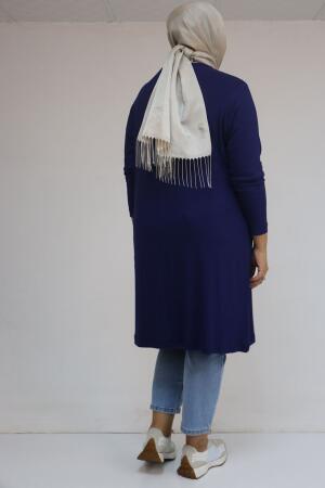 58122 Büyük Beden Basic Çilek Tunik - İndigo - 3