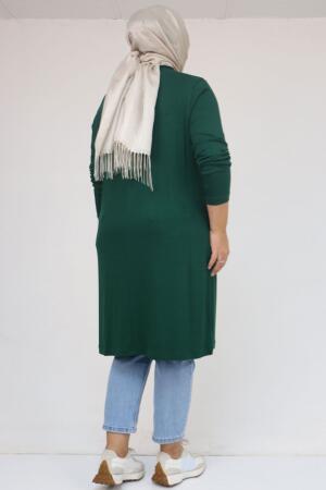 58122 Büyük Beden Basic Çilek Tunik - Zümrüt - 3