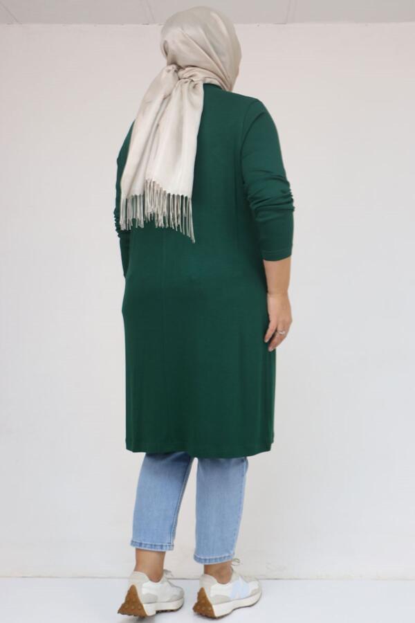 58122 Büyük Beden Basic Çilek Tunik - Zümrüt - 3