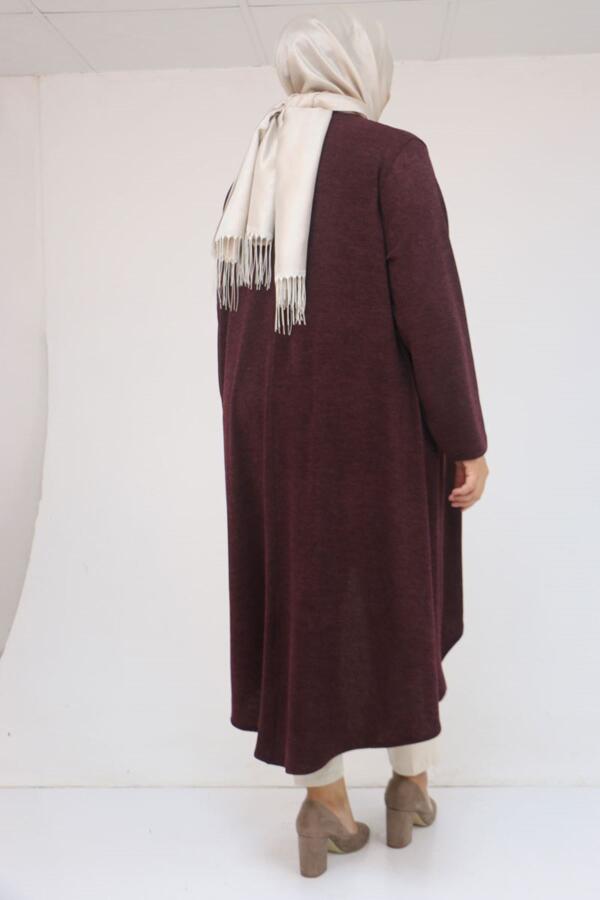 58125 Büyük Beden Eteği Oval Kesim Kolyeli Mir Tunik - Mürdüm - 3