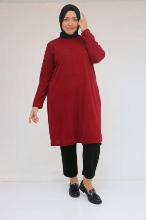 58140 Büyük Beden Basic Mir Tunik - Bordo - 1