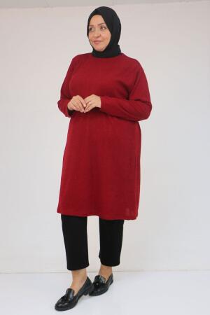 58140 Büyük Beden Basic Mir Tunik - Bordo - 2