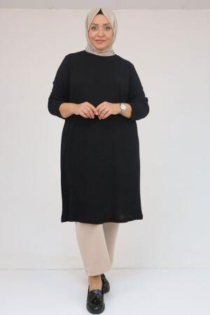 58140 Büyük Beden Basic Mir Tunik - Siyah - 1