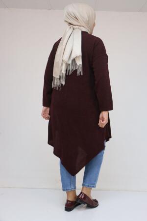 58144 Büyük Beden Hakim Yakalı Mir Tunik - Mürdüm - 3